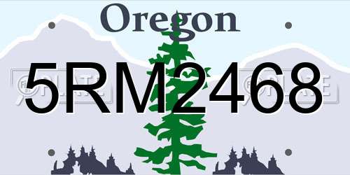 5RM2468 Oregon License Plate