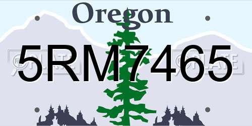 5RM7465 Oregon License Plate