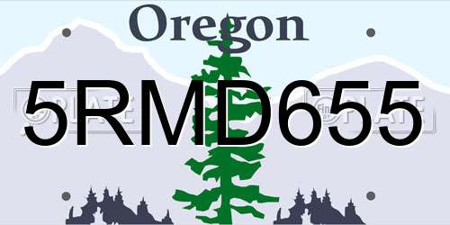 5RMD655 Oregon License Plate