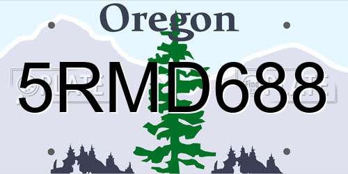 5RMD688 Oregon License Plate