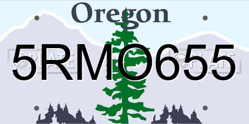 5RMO655 Oregon License Plate