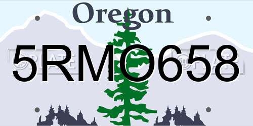 5RMO658 Oregon License Plate