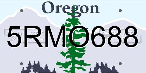 5RMO688 Oregon License Plate