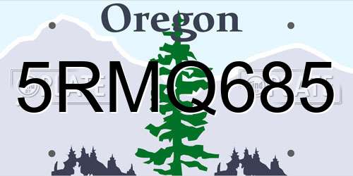5RMQ685 Oregon License Plate