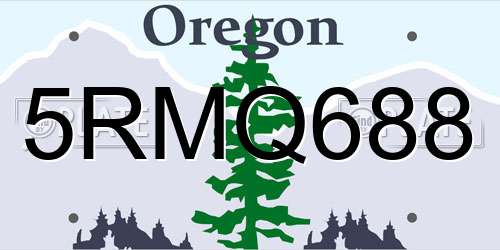 5RMQ688 Oregon License Plate