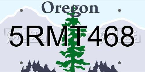 5RMT468 Oregon License Plate
