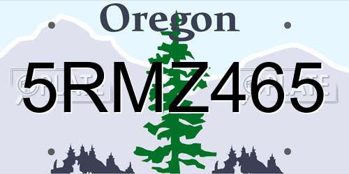 5RMZ465 Oregon License Plate