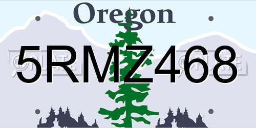 5RMZ468 Oregon License Plate