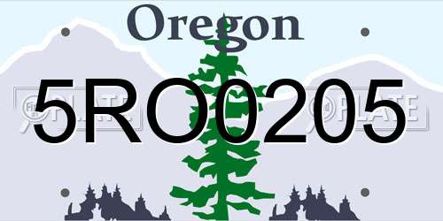 5RO0205 Oregon License Plate