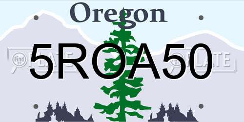 5ROA50 Oregon License Plate