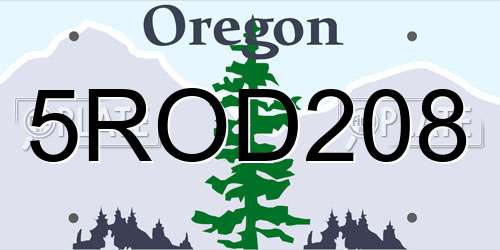 5ROD208 Oregon License Plate