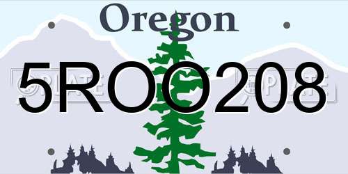 5ROO208 Oregon License Plate