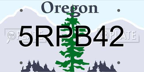 5RPB42 Oregon License Plate
