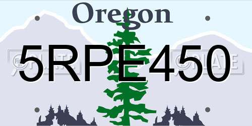 5RPE450 Oregon License Plate