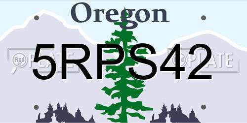 5RPS42 Oregon License Plate