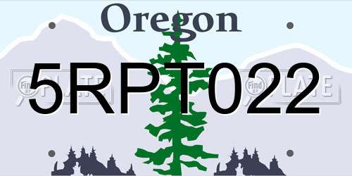 5RPT022 Oregon License Plate
