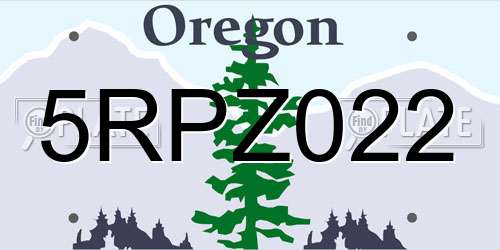 5RPZ022 Oregon License Plate