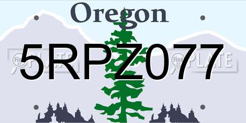 5RPZ077 Oregon License Plate