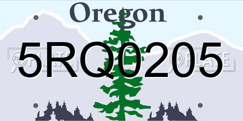 5RQ0205 Oregon License Plate