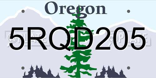 5RQD205 Oregon License Plate