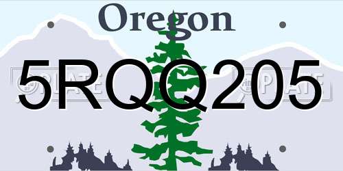 5RQQ205 Oregon License Plate