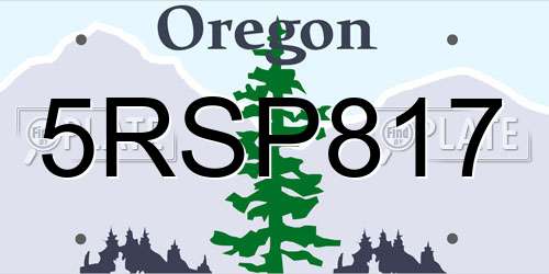 5RSP817 Oregon License Plate