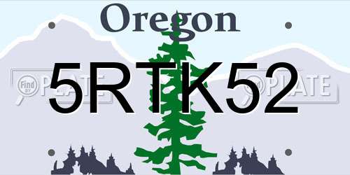 5RTK52 Oregon License Plate