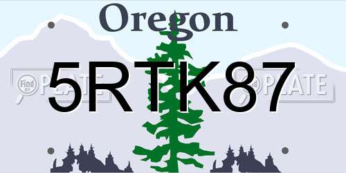 5RTK87 Oregon License Plate