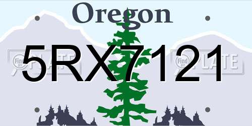 5RX7121 Oregon License Plate