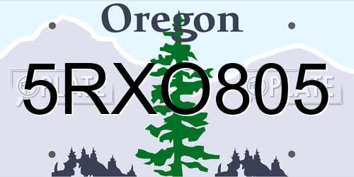 5RXO805 Oregon License Plate