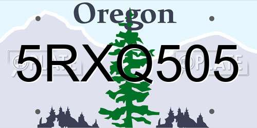 5RXQ505 Oregon License Plate