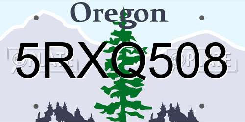 5RXQ508 Oregon License Plate