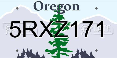 5RXZ171 Oregon License Plate
