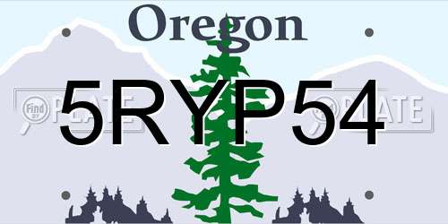 5RYP54 Oregon License Plate