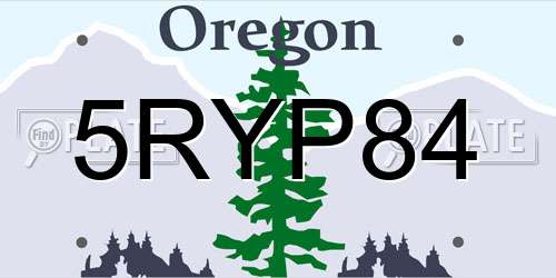 5RYP84 Oregon License Plate