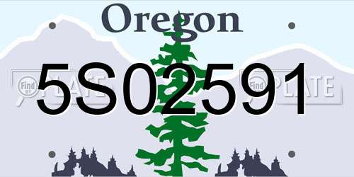 5S02591 Oregon License Plate