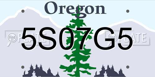 5S07G5 Oregon License Plate