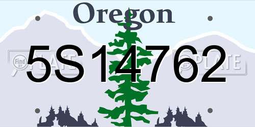 5S14762 Oregon License Plate