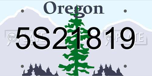 5S21819 Oregon License Plate