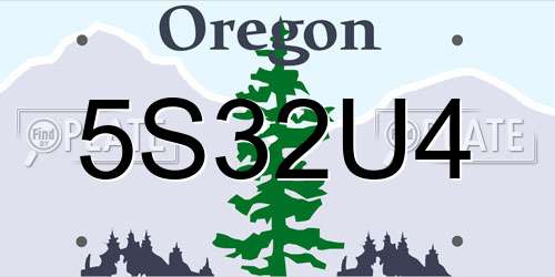 5S32U4 Oregon License Plate