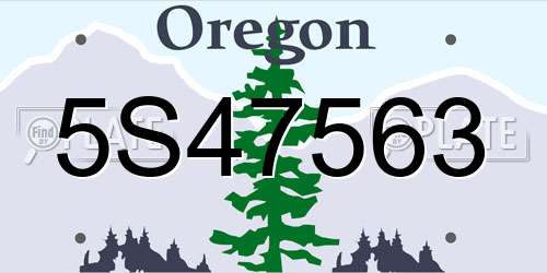 5S47563 Oregon License Plate