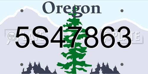 5S47863 Oregon License Plate