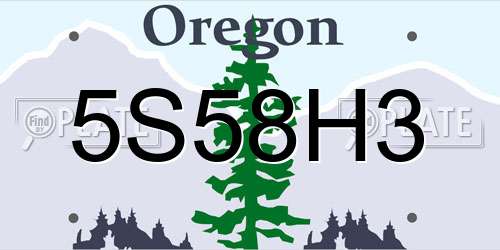 5S58H3 Oregon License Plate