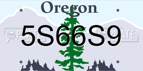 5S66S9 Oregon License Plate