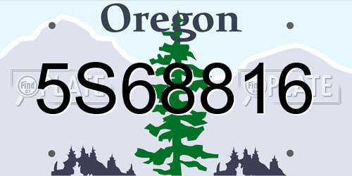 5S68816 Oregon License Plate