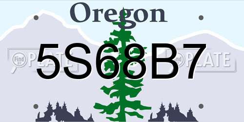 5S68B7 Oregon License Plate