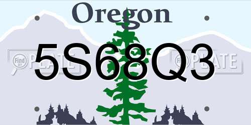 5S68Q3 Oregon License Plate