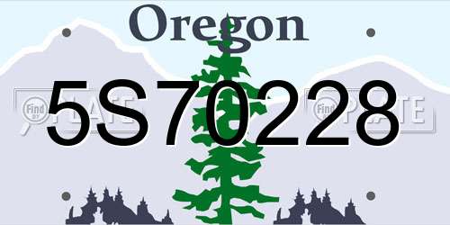 5S70228 Oregon License Plate