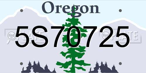 5S70725 Oregon License Plate