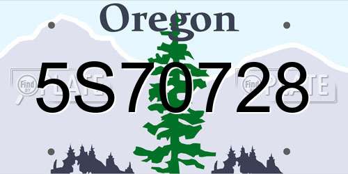 5S70728 Oregon License Plate
